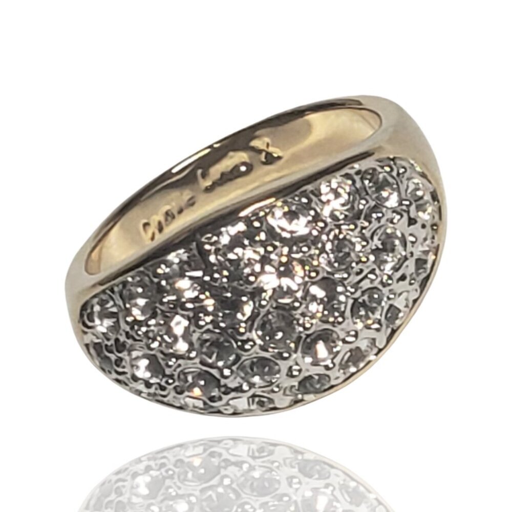 Camille Lucie Ring for Women, Simple Pave of Clear Crystals on Plated Gold - Picture 4 of 6
